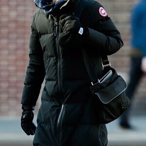 Full length Canada Goose Arctic Black Puffer Coat. Fox trim around hood